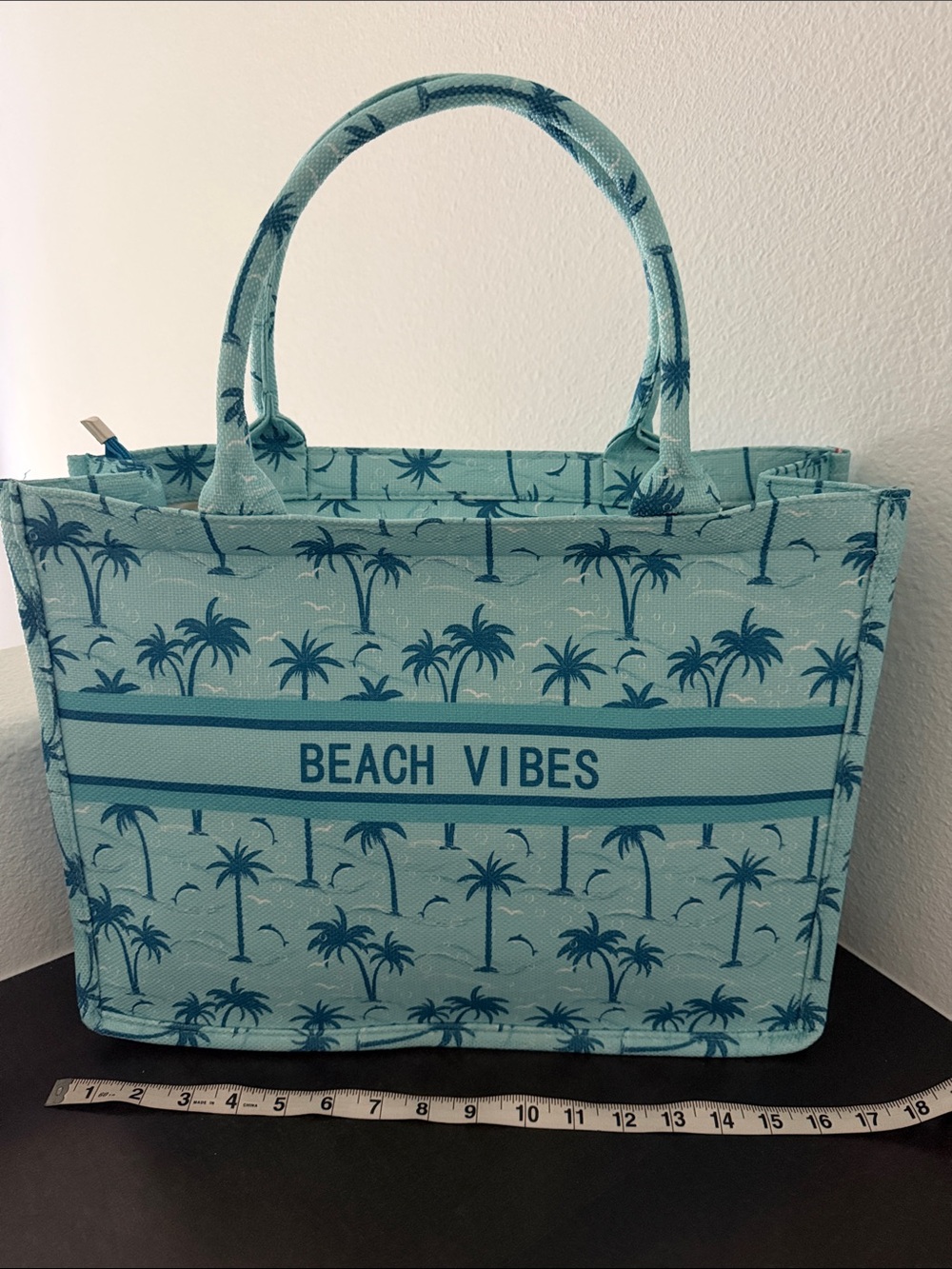 NEW IN BAG Turquoise& Navy Palm Trees Weekend / Beach Bag.